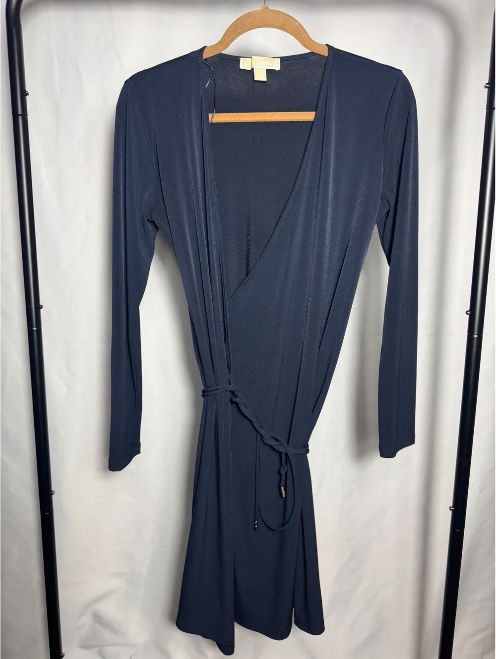 Michael Kors Navy Blue Long Sleeve Wrap Dress Size Small